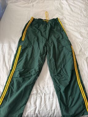 TNA Dark Green Cargo Track Pants with Yellow Stripes